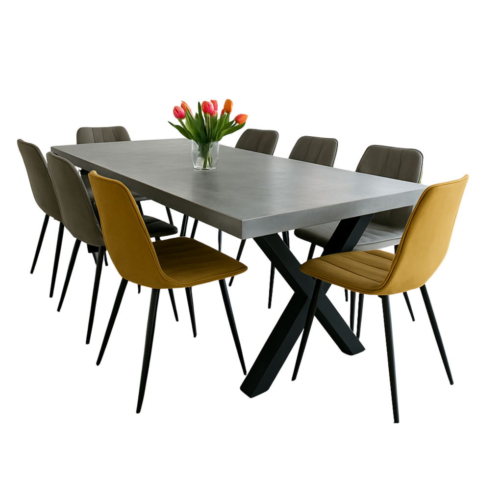 Mid Grey 8 Seater Polished Concrete Dining Table | by Daniel