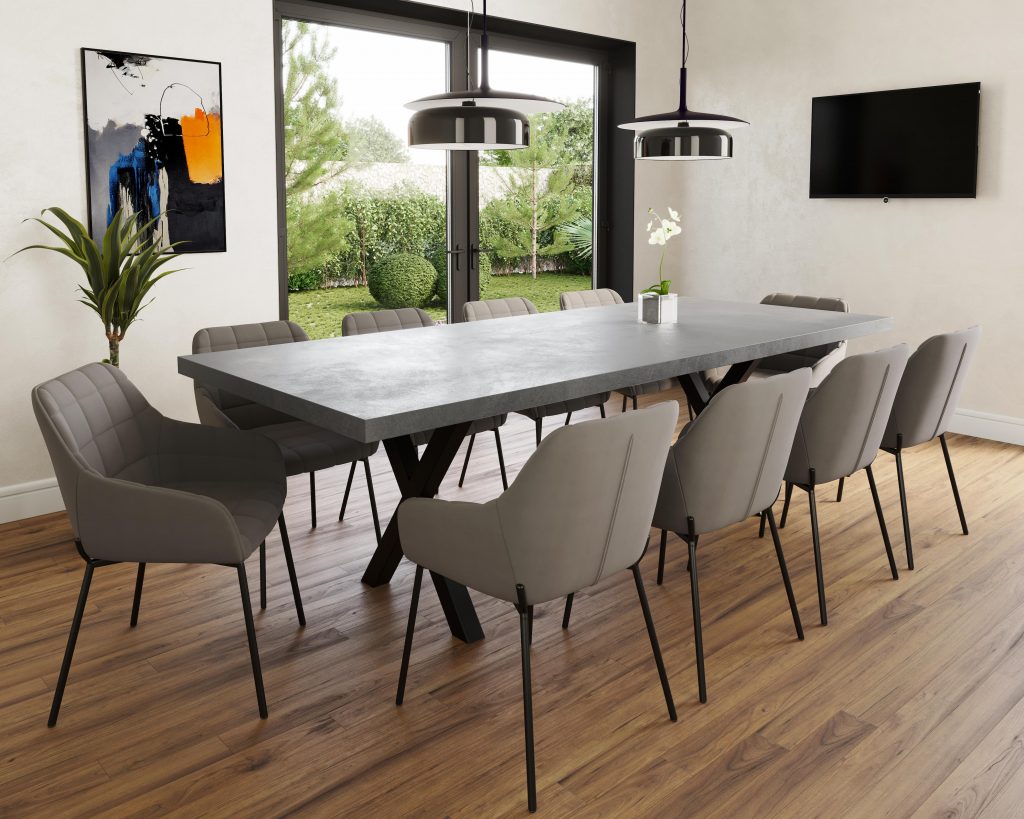 10 Seater Mid-Grey Concrete Table | 2.4m - Daniel Polished Concrete Tables