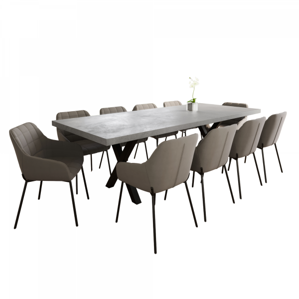 10 Seater Light Grey Concrete Table | 2.4