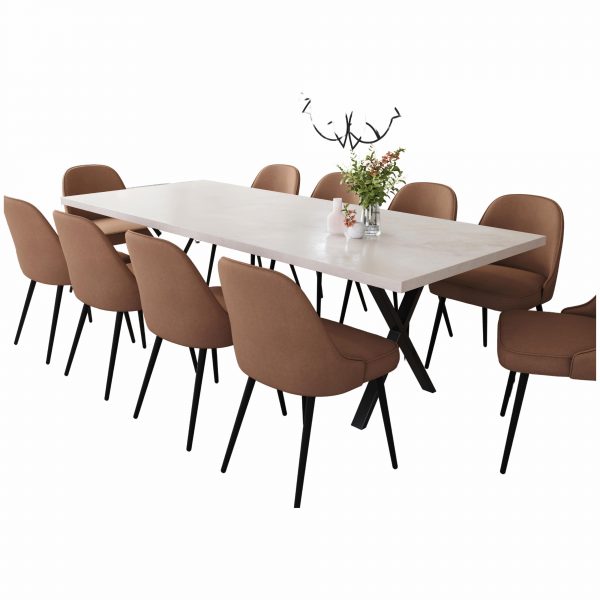10 Seater White Concrete Table | 2.4m