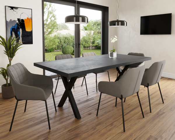 6 Seater Charcoal Grey Concrete Table | 1.6m - Image 4