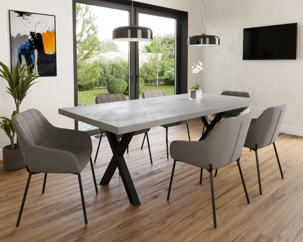 6 Seater Light Grey Concrete Table | 1.6m - Image 4
