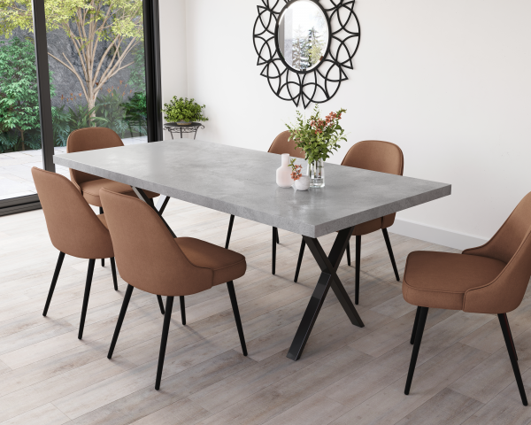 6 Seater Light Grey Concrete Table | 1.6m - Image 5