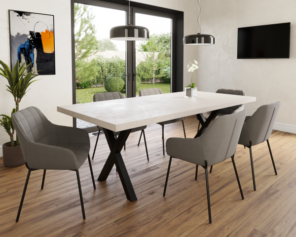 6 Seater White Concrete Table | 1.6m - Image 2