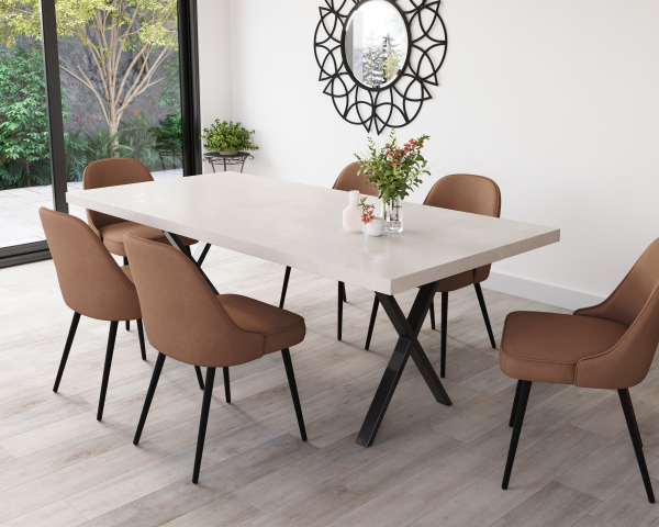 6 Seater White Concrete Table | 1.6m - Image 3