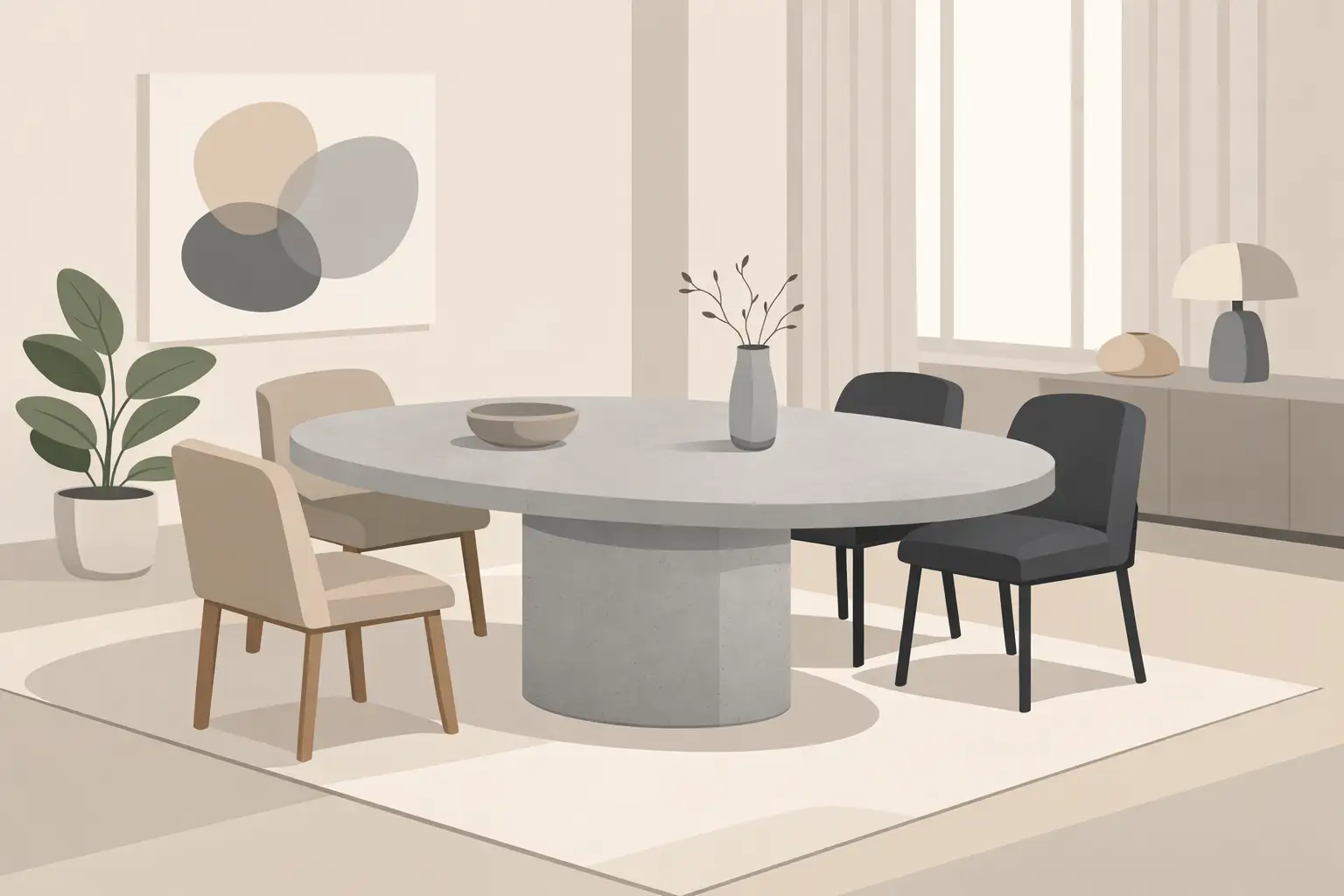 Why Choose an Oval Concrete Dining Table
