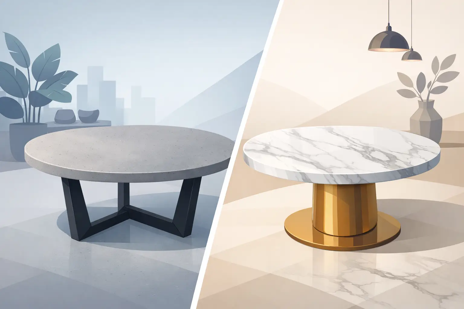 Polished Concrete vs Marble Table Compared