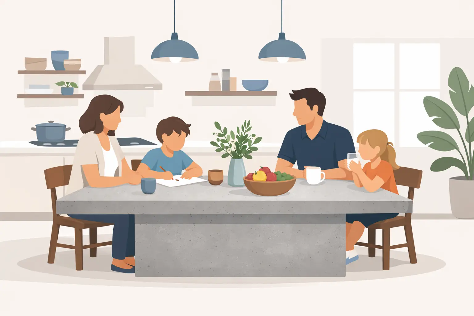 A Family Kitchen Concrete Table Example That Works